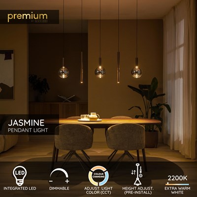 Lucide JASMINE - Pendant light - LED Dim. - CCT - 5x4W 2200K/3300K - Copper - Premium